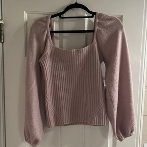 Halogen Light Pink Square Neck Sweater